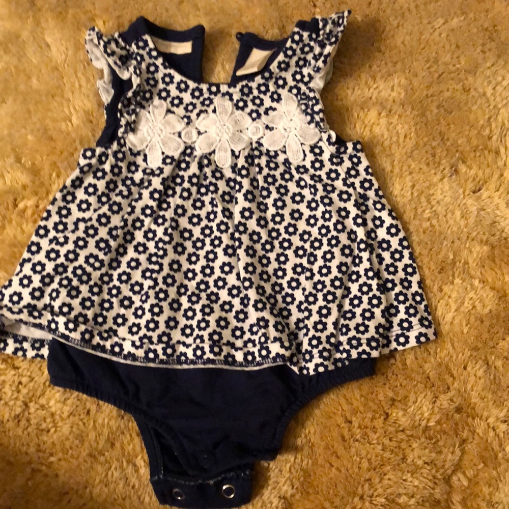 Baby girl dress 0-3 months navy blue/ white